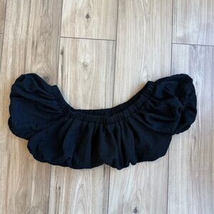 Black Peasant Off Shoulder Crop Tube Top Size Large Boho Cottage Core Festival